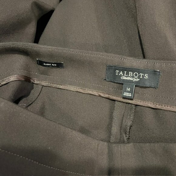 Talbots Brown Classic Slim Fit Dress Pants Size 14 - Picture 9 of 9